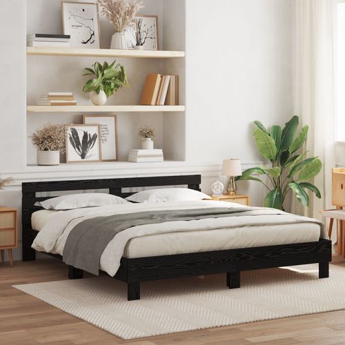 Vidaxl Cadre De Lit En Bois Chêne Noir Bois Massif 200 X 200 Cm Durable