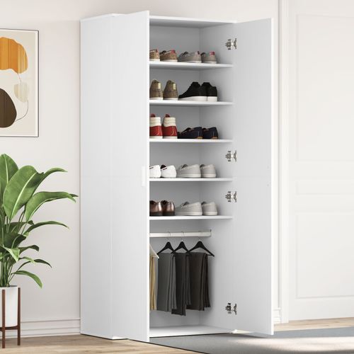Vidaxl Meuble À Chaussures Blanc 80x39x180 Cm En Bois D'ingénierie