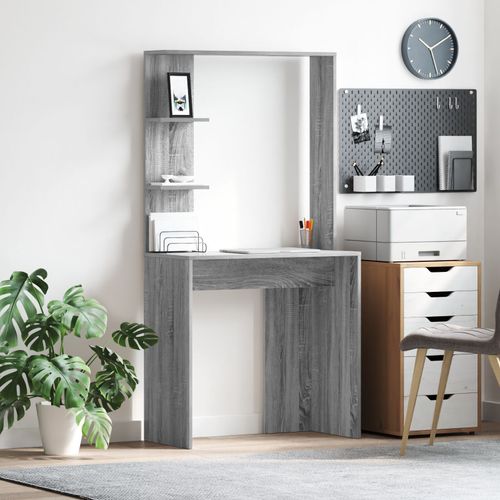 Vidaxl Bureau D'ordinateur Gris Gris Sonoma Bois D'ingénierie Compact
