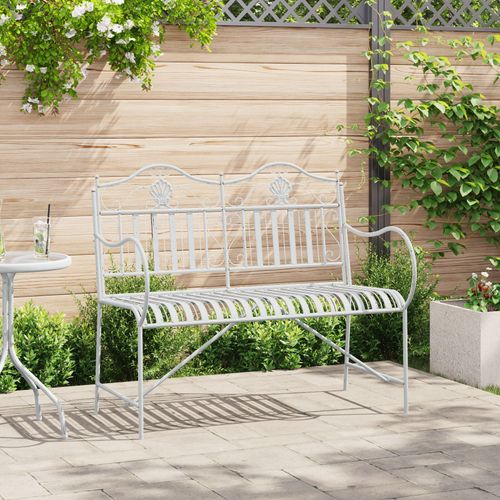 Vidaxl Banc Blanc Métal 103,5 X 59 X 89 Cm Durable Banc D'extérieur