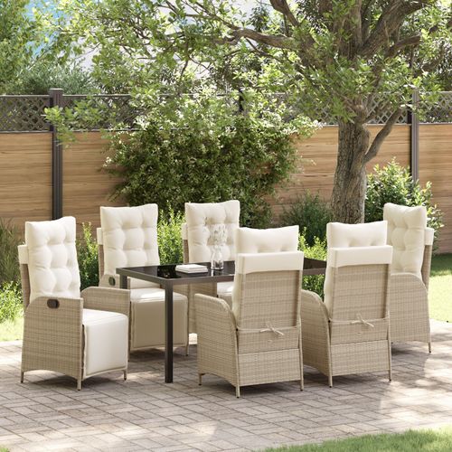 Vidaxl Ensemble De 7 Pièces De Salle À Manger De Jardin En Rattan Pe Beige
