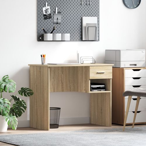 Vidaxl Bureau Avec Rangement En Chêne De Sonoma 90x49.5x75 Cm En Bois Massif