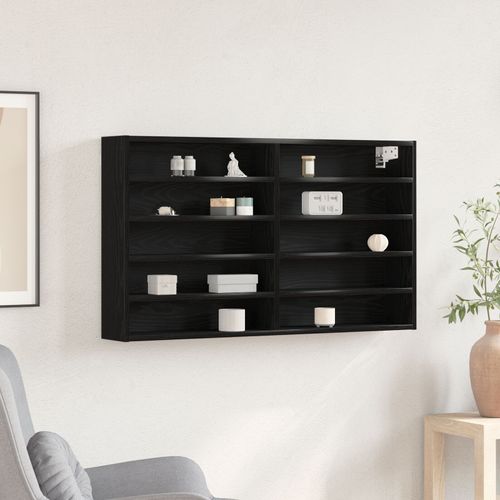 Vidaxl Cabinet Vitrine Noir Chêne 100x15x58 Cm Bois D'ingénierie
