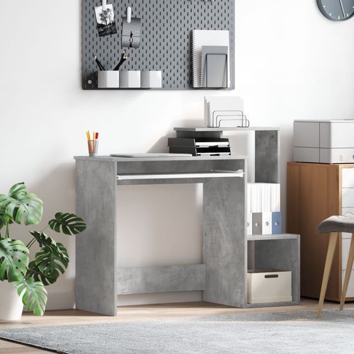 Vidaxl Bureau Gris Effet Béton Panneau De Particules Moyen Rangement