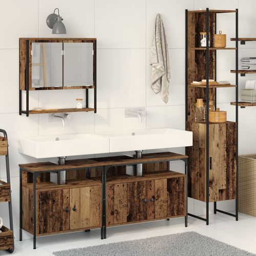 Vidaxl Armoire Sous Évier De Salle De Bain Avec Lavabo Intégré - Fini Bois Ancien