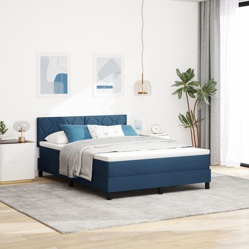Vidaxl Lit À Ressorts Avec Matelas Et Led Bleue 160x200 Cm En Tissu