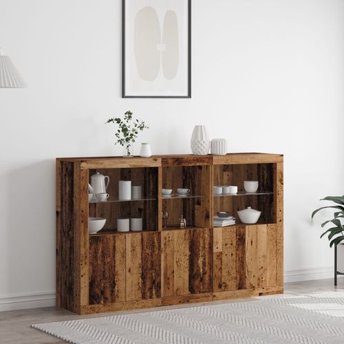 Vidaxl Bahut Avec Lumières Led Bois Ancien 162x37x100 Cm