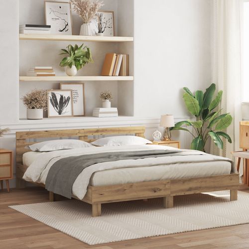 Vidaxl Cadre De Lit En Bois Chêne Artisanal Bois Massif 200 X 200 Cm