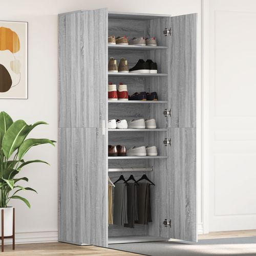 Vidaxl Meuble À Chaussures Gris Sonoma 80x39x180 Cm Bois D'ingénierie