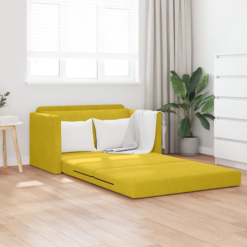 Vidaxl Canapé De Sol 2-En-1 Jaune 124x204x61 Cm Velours