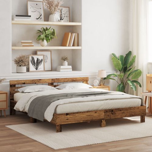 Vidaxl Cadre De Lit En Pin Bois Ancien Bois De Pin Massif 180 X 200 Cm
