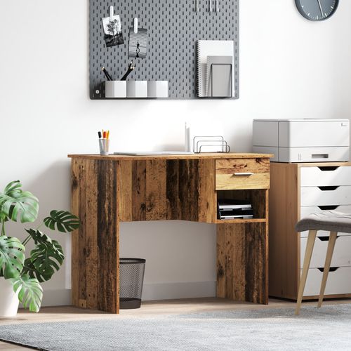 Vidaxl Bureau Avec Rangement En Vieux Bois 90x49,5x75 Cm Bois D'ingénierie