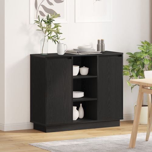 Vidaxl Buffet Avec Led Chêne Noir 90x32x75 Cm Bois D'ingénierie