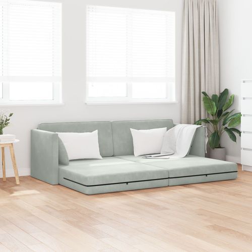 Vidaxl Canapé-Lit Au Sol 2-En-1 Gris Clair 213x144x60 Cm Velours