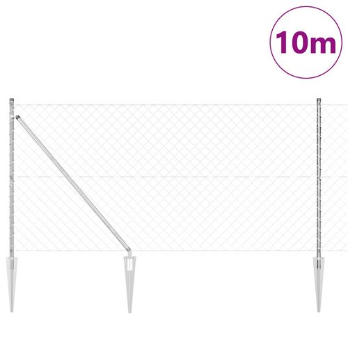 Vidaxl Clôture En Treillis Avec 7 Poteaux À Piquet 1,2x10 M En Acier Galvanisé