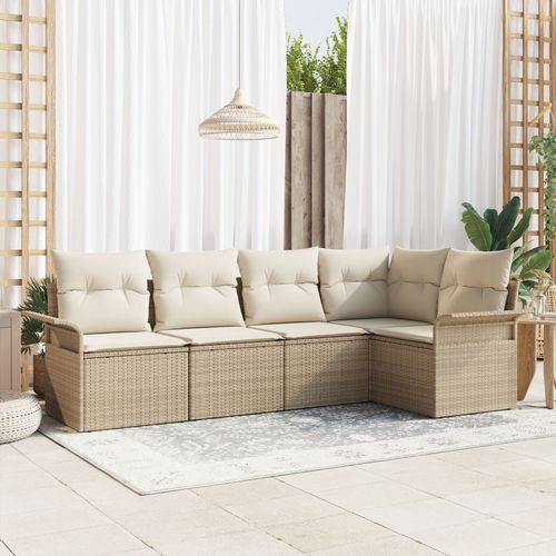 Vidaxl Ensemble De 5 Pièces De Canapé De Jardin Avec Coussins En Beige Rotin Synthétique