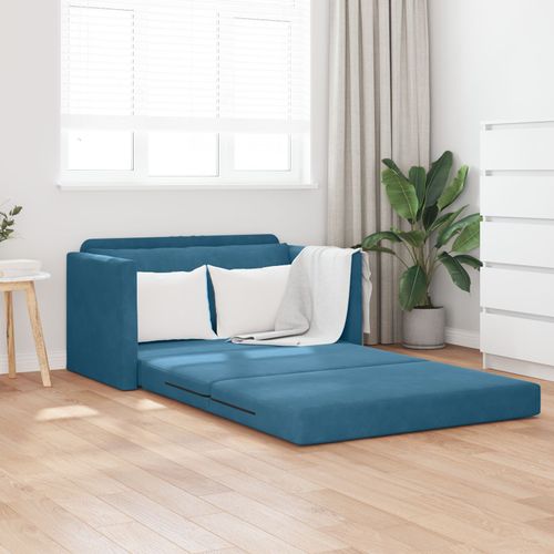 Vidaxl Canapé Lit Au Sol 2-En-1 Bleu 124x204x61 Cm En Velours