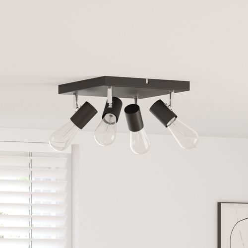 vidaXL Projecteur plafond 4 voies réglable noir E27