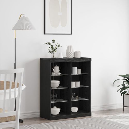 Vidaxl Buffet Avec Lumières Led En Chêne Noir 41x37x100 Cm