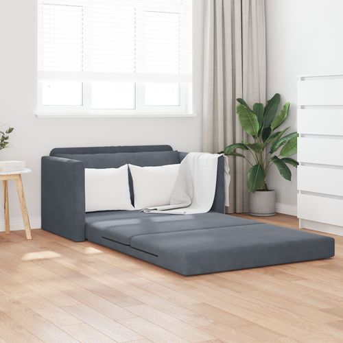 Vidaxl Canapé-Lit Au Sol 2-En-1 Gris Foncé 124x204x61 Cm Velours