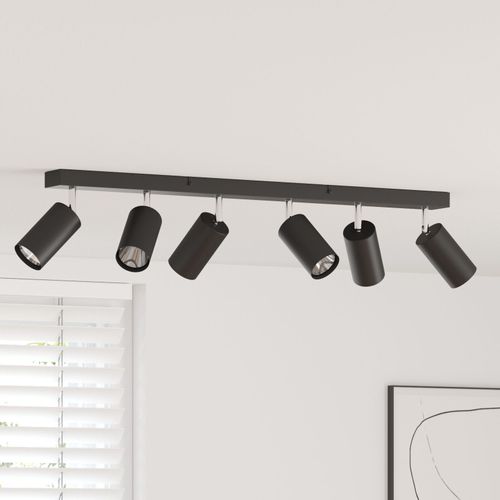 vidaXL Projecteur plafond ajustable 6 voies noir GU10