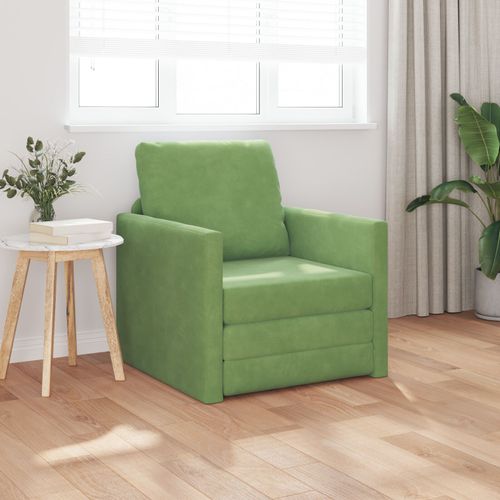 Vidaxl Canapé-Lit 2-En-1 Vert Clair 74x77x81 Cm Velours