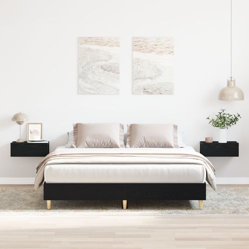 Vidaxl Cadre De Lit Chêne Noir 150x200 Cm Bois Stratégique