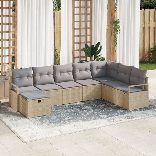 Vidaxl Ensemble De Canapé De Jardin 8 Pièces Beige, Vidaxl Canapé De Jardin 2 Places Beige