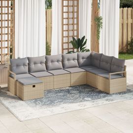 Vidaxl Ensemble De Canapé De Jardin 8 Pièces Beige, Vidaxl Canapé De Jardin 2 Places Beige
