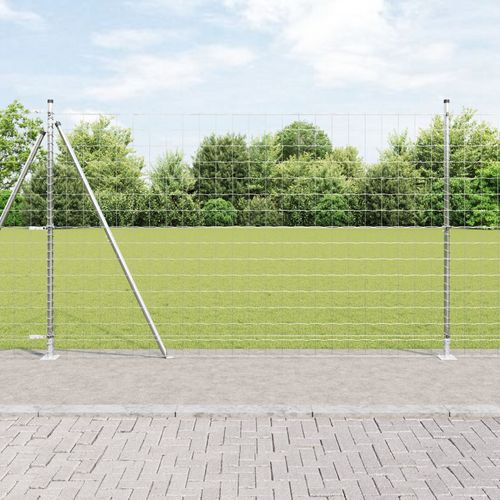Vidaxl Clôture Euro Avec 7 Poteaux À Bague 1.4x10 M En Acier Galvanisé
