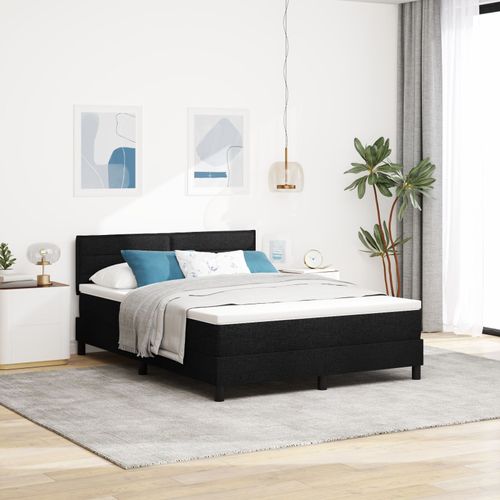Vidaxl Lit À Sommier Tapissier Avec Matelas Noir 160x200 Cm Tissu