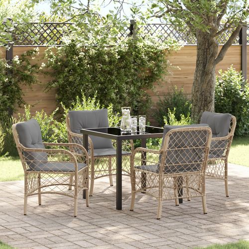 Vidaxl Set De Salle À Manger De Jardin De 5 Pièces Avec Coussins Beige En Poly Rattan