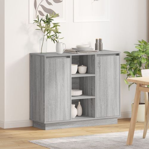 Vidaxl Buffet Avec Led Gris Sonoma 90x32x75 Cm Bois D'ingénierie