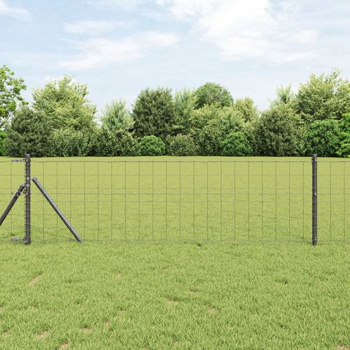 Vidaxl Clôture Euro Avec 7 Poteaux 0.4x10 M Acier Galvanisé Gris