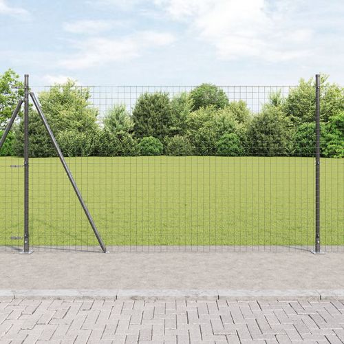 Vidaxl Clôture Euro Avec 7 Poteaux À Flasque 1,5x10 M En Acier Galvanisé