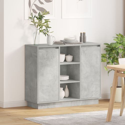Vidaxl Buffet Avec Led Gris Béton 90x32x75 Cm Bois D'ingénierie
