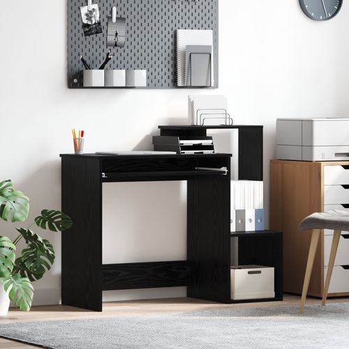 Vidaxl Bureau D'ordinateur En Chêne Noir Chêne Noir Bois D'ingénierie, Mdf