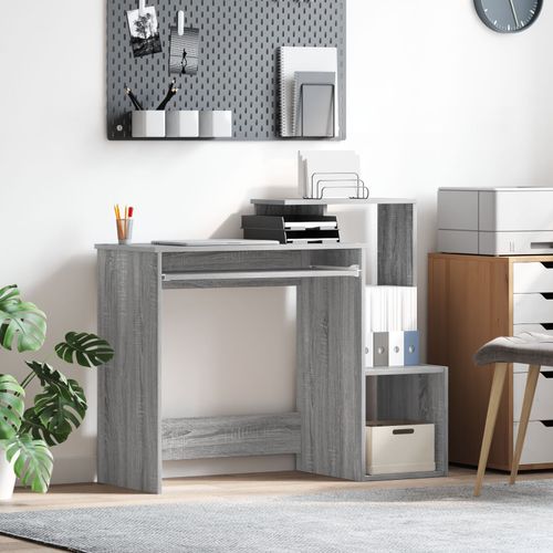 Vidaxl Bureau D'ordi Gris Sonoma Gris Bois D'ingénierie Moyen