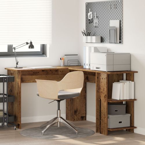 Vidaxl Bureau D'angle Marron Bois Ancien Mdf Moyen Bureau D'angle Marron