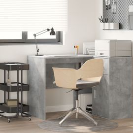Vidaxl Bureau D'écriture Gris Béton Bois Composite Compact Rangement