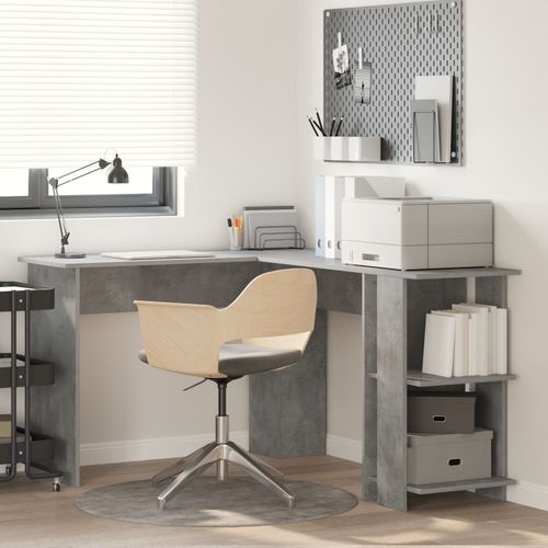 Vidaxl Bureau D'angle En Béton Gris Béton Gris Panneau De Particules