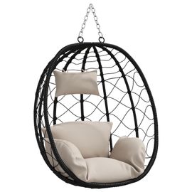 Vidaxl Chaise ?uf Suspendue Taupe Poly Rotin