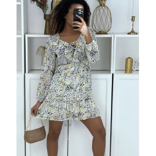 Robe Patineuse Fluide À Fleurs Jaune Golden Days Paris - Taille S