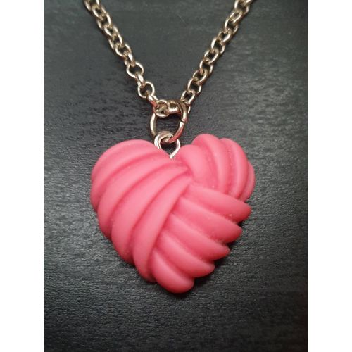 Collier Fantaisie "C?ur Tressé" Rose