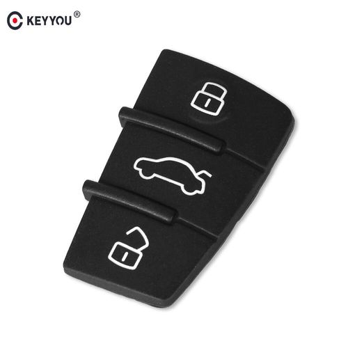 Keyyou 3 Boutons Remplacement Tampon En Caoutchouc Coque De Clé Fob Pour Audi A3 A4 A5 A6 A8 Q5 Q7 Tt S Ligne Rs Housse De Clé À Distance