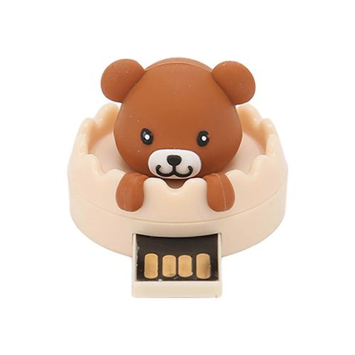 Clé USB de dessin animé ours brun dessin animé USB2.0 support remplaçable à chaud résistant aux chocs Plug and Play Memory Stick (anneau de boucle d¿ours brun 128GB)