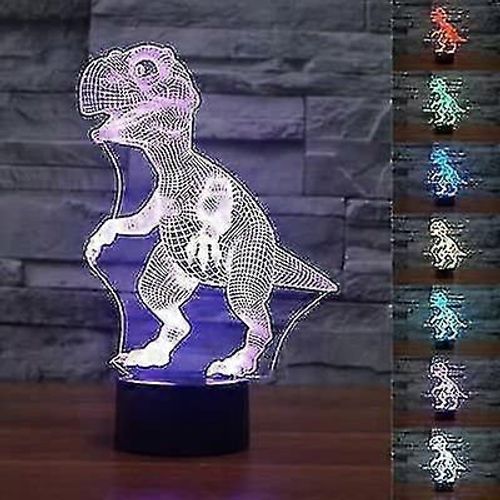 3d Dinosaur Night Light Touch Switch 7 Changement De Couleur Led Lumière Table Bureau Lampe Acrylique Plat Abs Base Usb Chargeur Maison Jouet Anniversaire Noël Enfants Cadeau