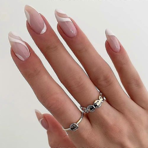 Stick On Nails Pour Femmes, Colle Artificielle Sur Les Ongles, Abstrait Faux Ongles Pour Nail Art Manucure Décorationacrylique Couverture Complète Astuces D¿Ongles Artificiels Pour Wom 