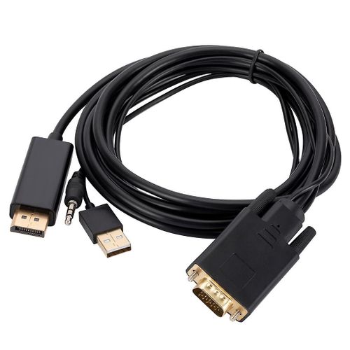 Câble VGA vers DisplayPort (DP) Cordon DP de 6 pieds avec ports VGA vers moniteurs DP