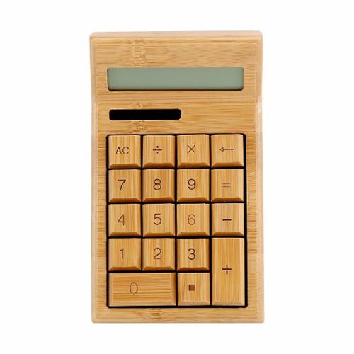 Calculatrice de bureau en bambou à 12 chiffres Affichage LCD École Cadeau de Noël spécial